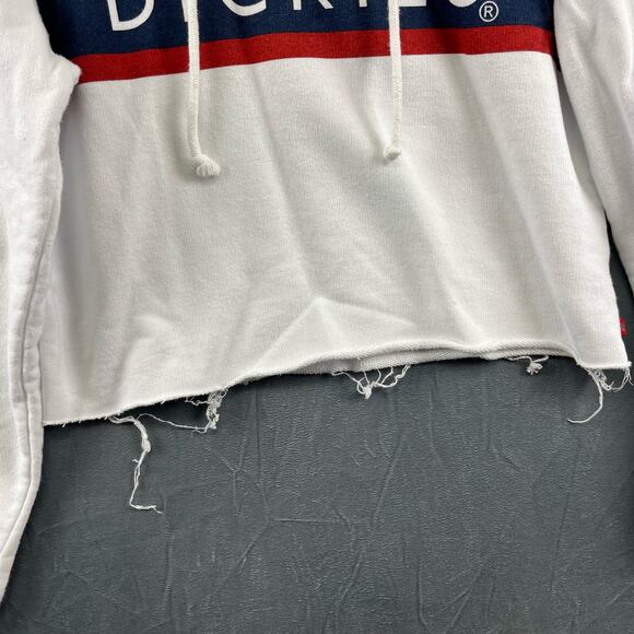 Dickies Raw Hem Crop Top Hoodie Sweatshirt Center Logo Skater Y2K Women's Medium - Picture 2 of 12